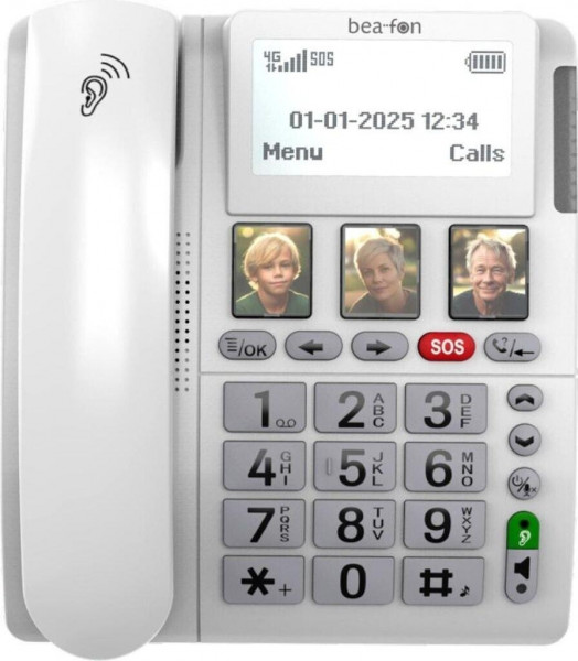 Bea-fon ML10 LTE 4G Tischtelefon weiß Featurephone Weiß 2.2" USB-C SOS-Armband