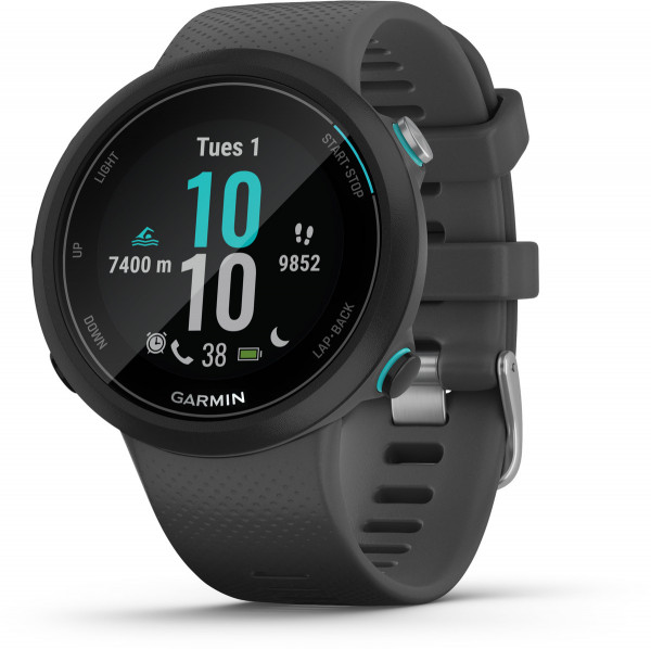 Garmin Swim2 mit Silikon-Armband 20mm Schiefergrau/Schwarz