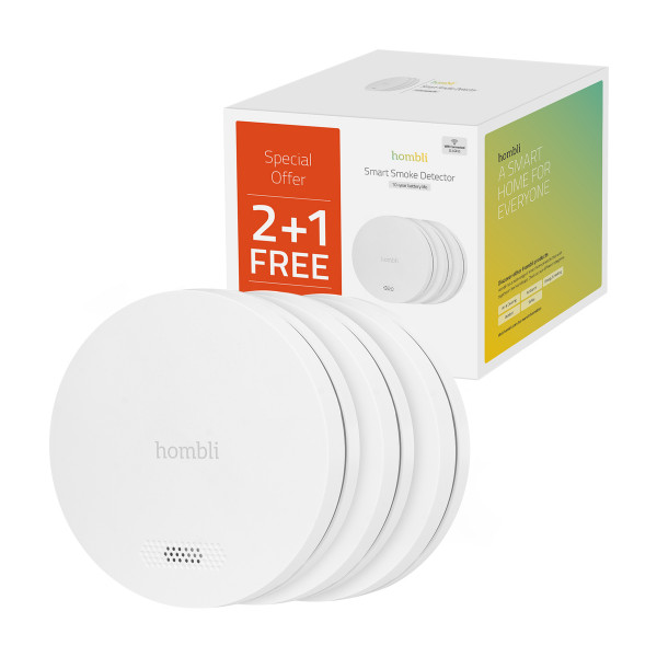 Hombli smarter Rauchmelder weiß 3er Pack Smart Home Nachricht per App WLAN 85 dB