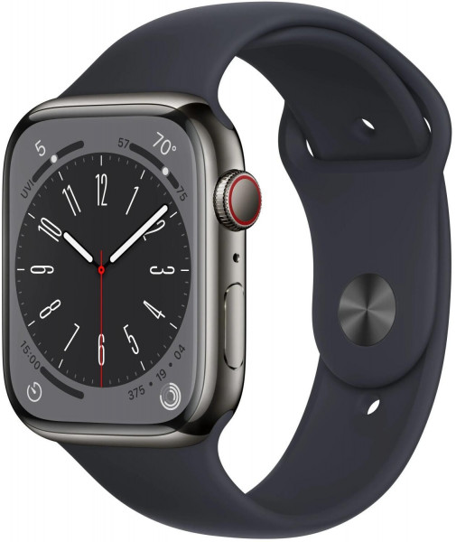 Apple Watch Series 8 Graphit 32 GB iOS Smartwatch 45 mm eSIM LTE watchOS Wi-Fi