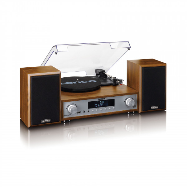 LENCO MC-160WD Hifi-Set Stereo DAB+ FM-Radio Plattenspieler Bluetooth Braun