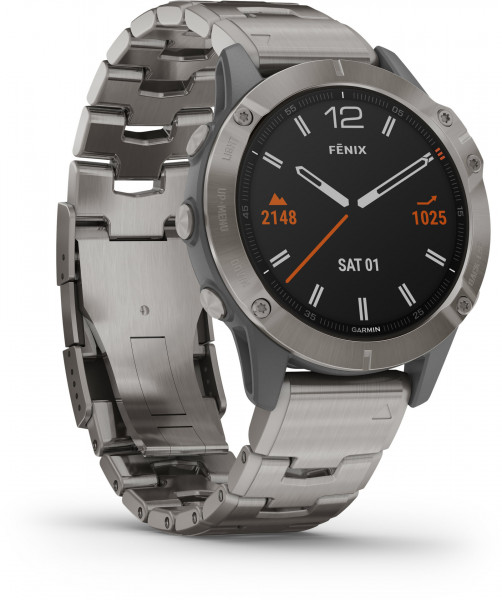 Garmin fenix 6 Saphir Silber Titanium Smartwatch 1,3" Saphirglas 32GB Fitnessuhr