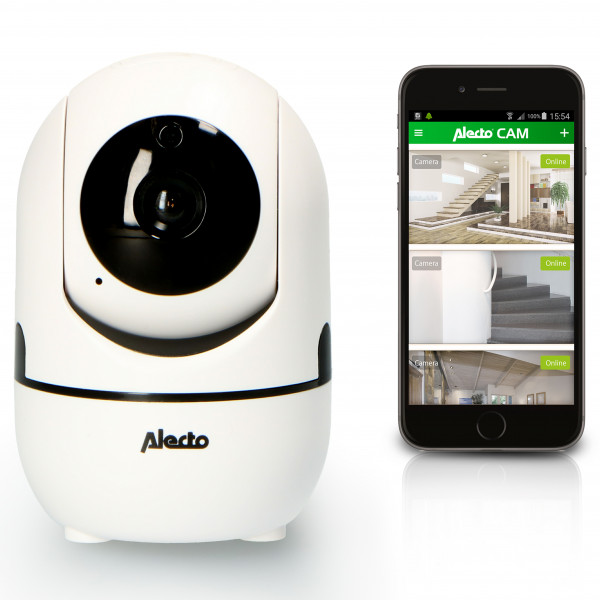 Alecto DVC-165+ WLAN-Innenkamera weiß Wifi drahtlos Überwachung App Steuerung