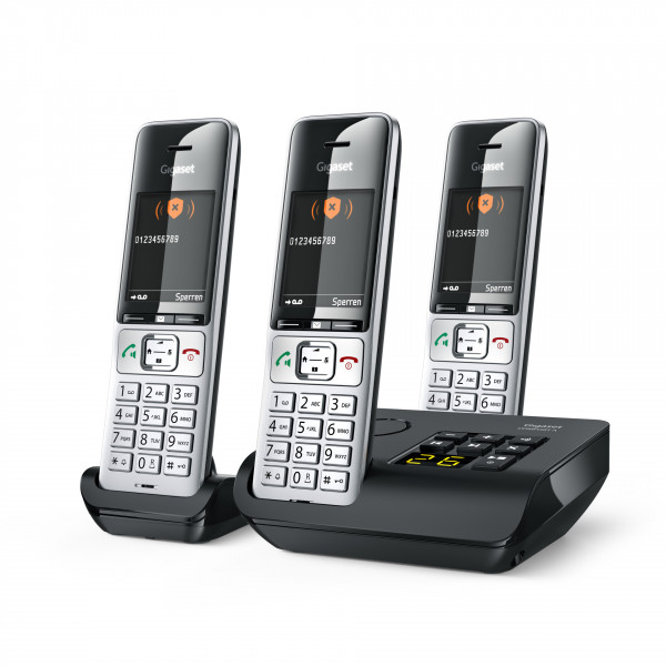 Gigaset COMFORT 500A Trio Silber/Schwarz DECT Telefon 2,2"LCD-TFT IP20 schnurlos