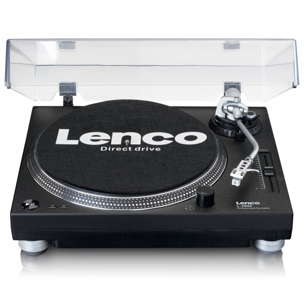 LENCO Plattenspieler L-3809 schwarz Direktantrieb Stroboskop Phono-Vorverstärker