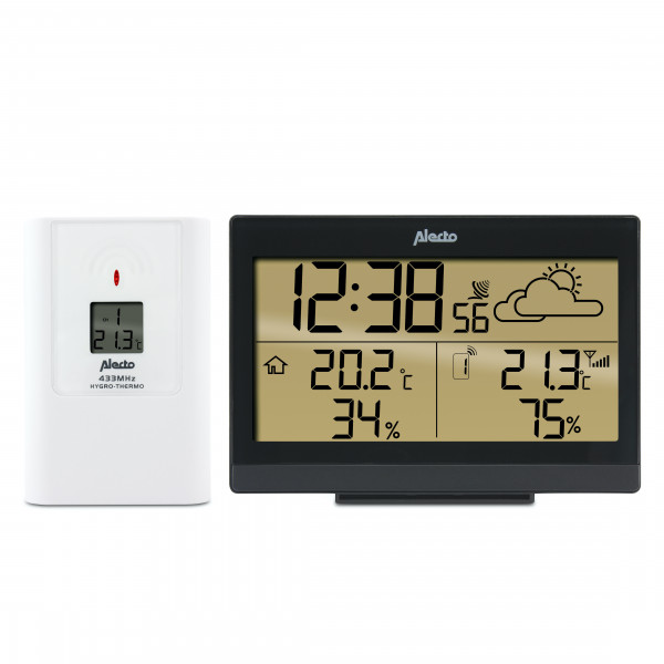 Alecto WS-2300 Wetterstation Außensensor Schwarz 5.4" Display Wecker Frostalarm