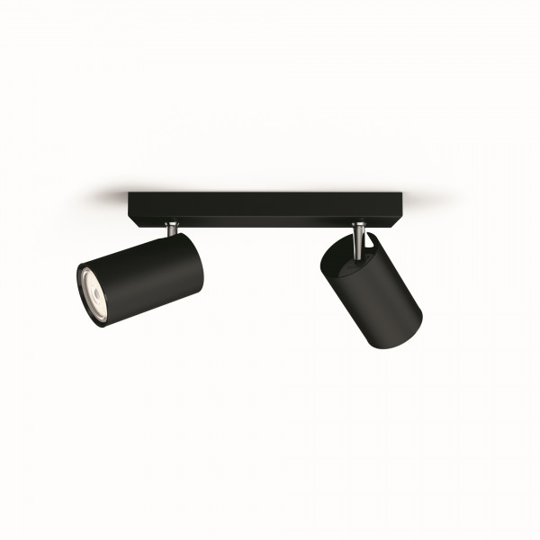 Philips Kosipo Spot 2 flammig Schwarz GU10 Sockel ohne Leuchtmittel Deckenlampe
