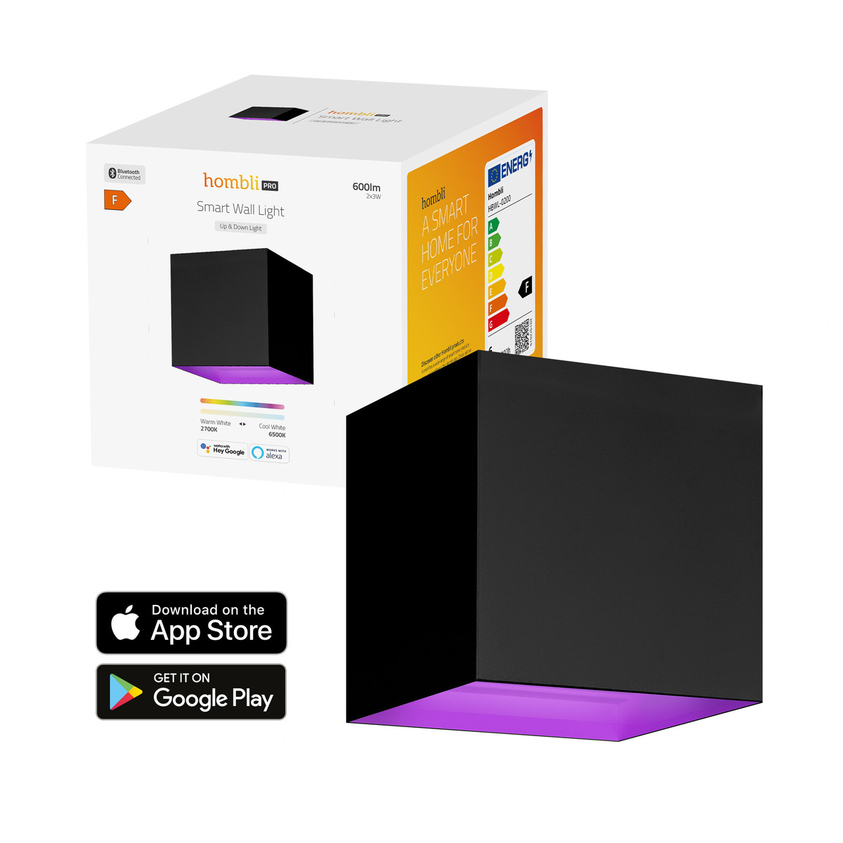 Hombli smarte Außenwandleuchte schwarz 600lm | Lampen Indoor App B-Ware kaufen RGBW bei \