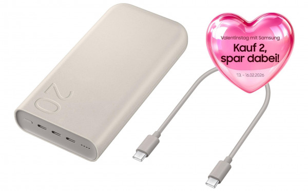 Samsung P4520 Powerbank Beige 20.000 mAh USB-C 45 W Schnellladung 3x Anschluss