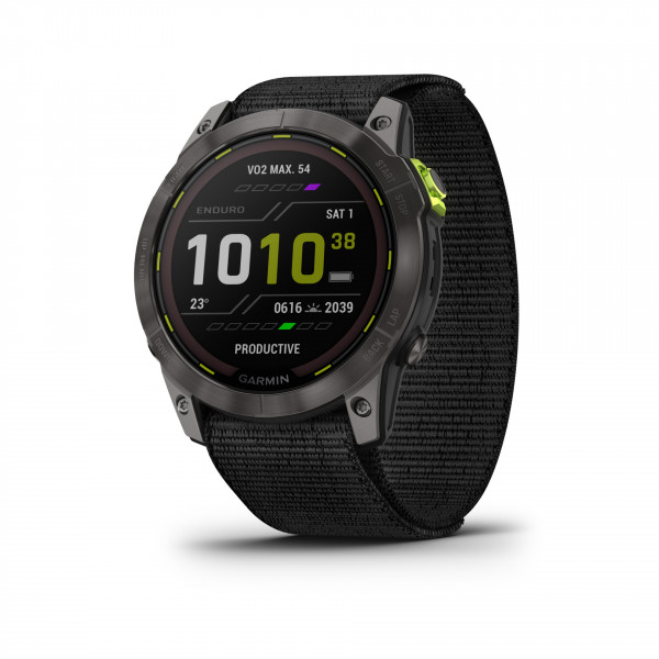 Enduro 2 schwarzem UltraFit Nylonarmband 1.4" 280 x 280 Saphirglas Smartwatch