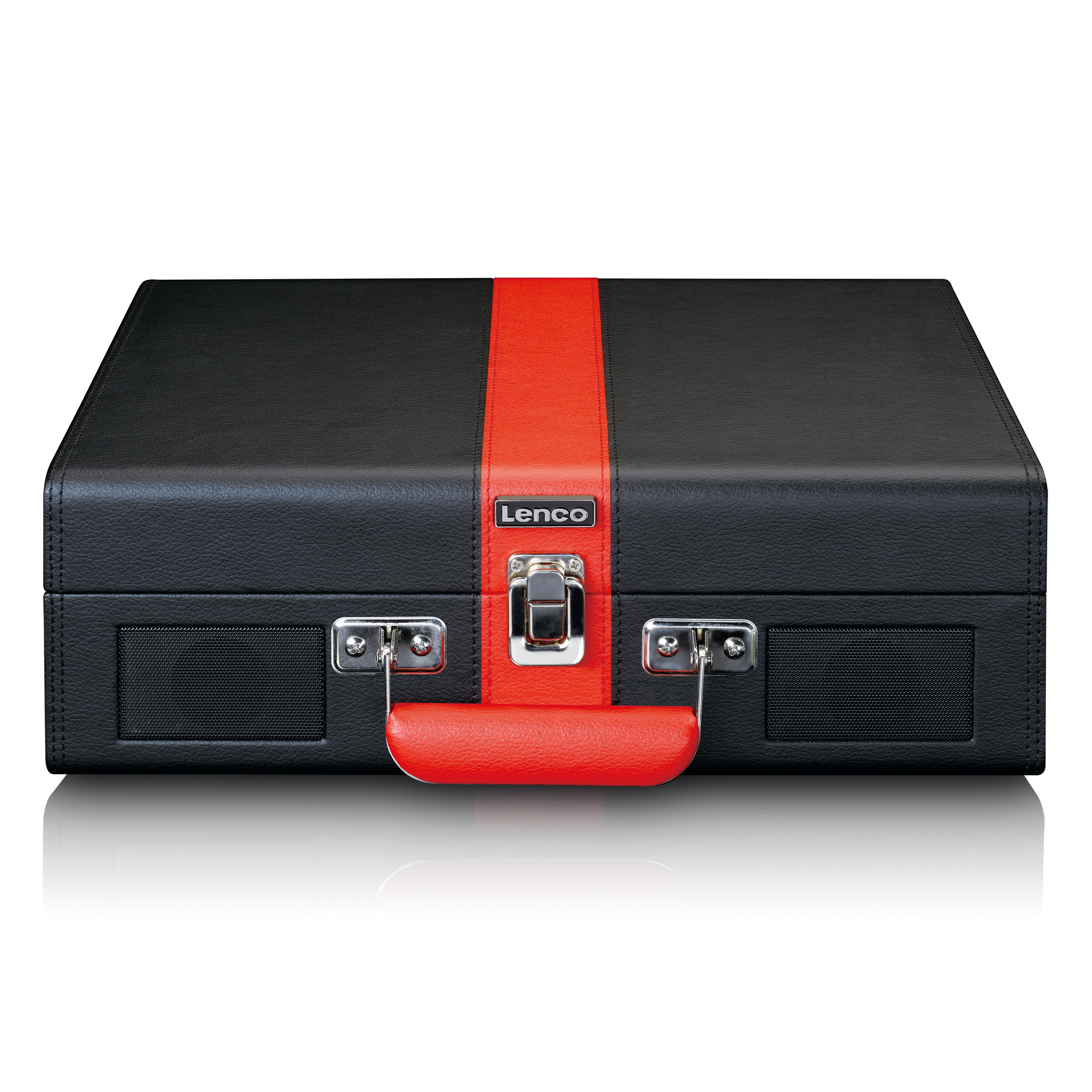 LENCO Koffer-Plattenspieler schwarz rot Retro Bluetooth eingebaute  Lautsprecher 