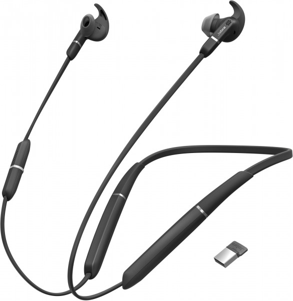 JABRA Evolve 65e UC binaural mit Link 370 Headset Schwarz Bluetooth In-Ear 36g