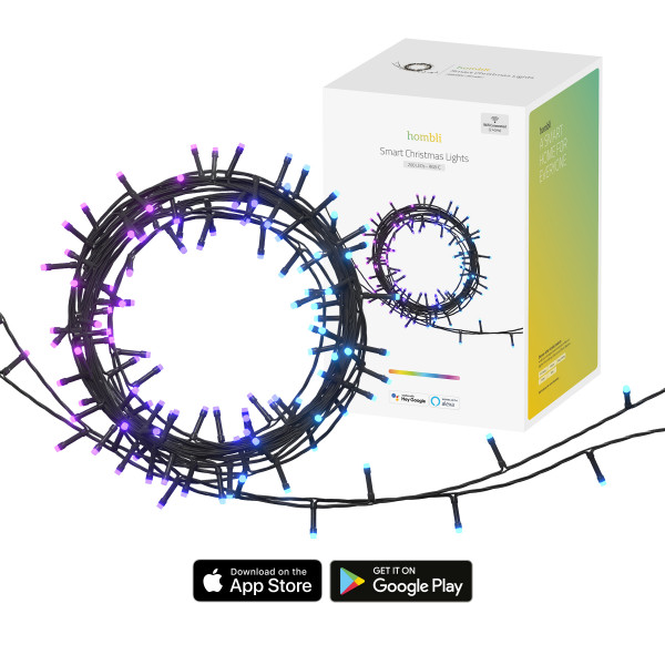 Hombli Smartes Weihnachtslicht Doppelpack WiFi 20m RGB Lichterkette 12W dimmbar