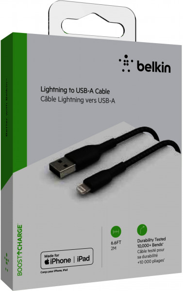 Belkin Lightning Ladekabel Sync-Kabel ummantelt mfi 2m schwarz