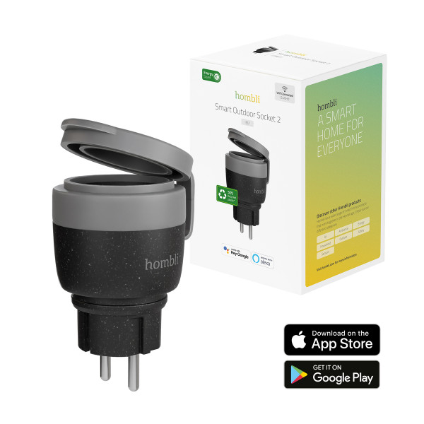 Hombli Smarte Outdoor Steckdose V2 Schwarz IP44 3680 W Wi-Fi Sprachsteuerung
