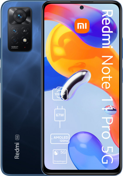 Xiaomi Redmi Note 11 Pro 128GB Blau 5G Android Smartphone 6,67" 108MP 6GB RAM DS