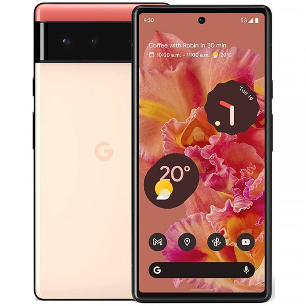 Google Pixel 6 koralle 128GB 6,4 Zoll 5G Android Smartphone 6GB RAM 8MP Dual-Sim