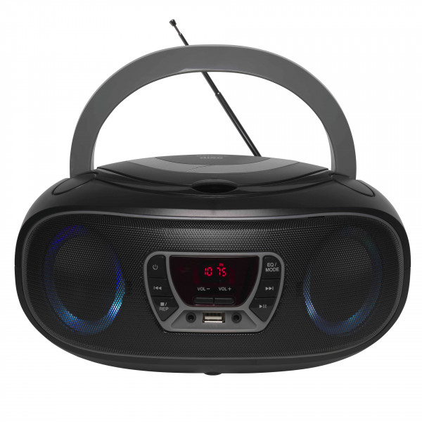 Denver TCL-212BT Grau CD-Boombox mit FM-Radio LED CD-Player Bluetooth AUX USB