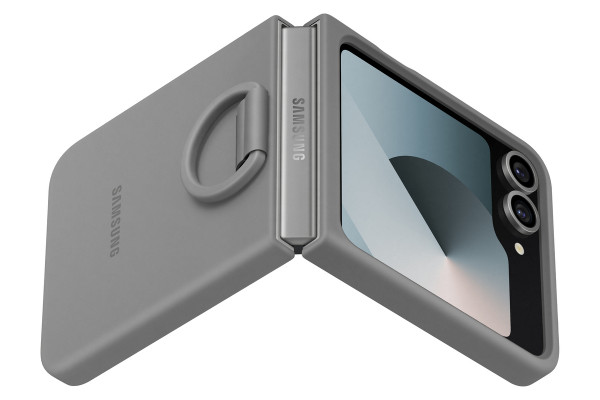 Samsung Silicone Case Galaxy Z Flip6 Grau Ring Schutzhülle Back-Cover Protection