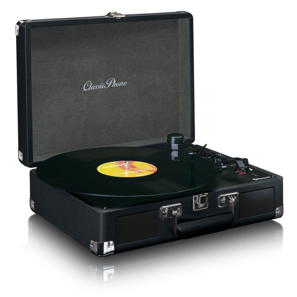 LENCO TT-115BK Plattenspieler Schwarz Koffer Bluetooth Retro USB Riemenantrieb
