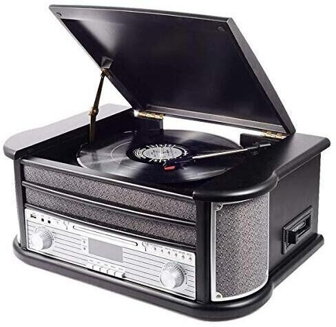 Denver MRD-51 Schwarz Musikanlage aus Holz Plattenspieler LCD DAB+ FM MP3 AUX In