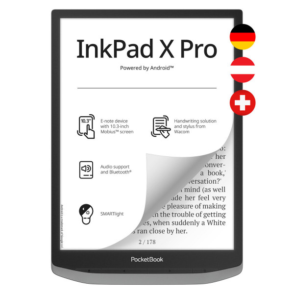 PocketBook InkPad X Pro Grey 32 GB eBook-Reader 10,3" DACH-Version Touch USB-C