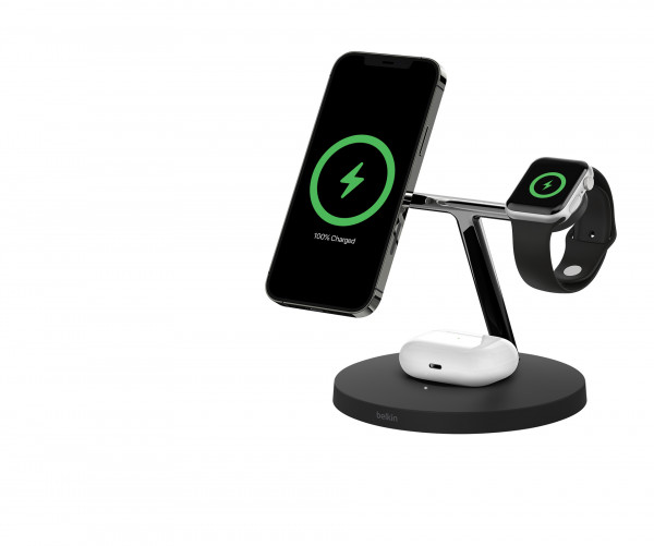 Belkin BOOST CHARGE PRO 3-in-1 Wireless Charger Qi2 15W Schwarz USB-C