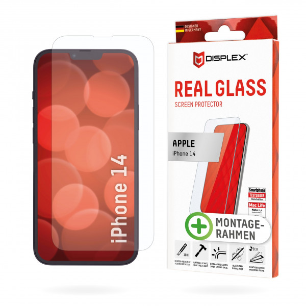 DISPLEX Panzerglas 10H für Apple iPhone 14 Schutzfolie Montage kratzer-resistent