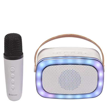 Denver Karaoke BT-Lautsprecher BTM-610 Mikrofon Weiß 100 W LED tragbar kabellos