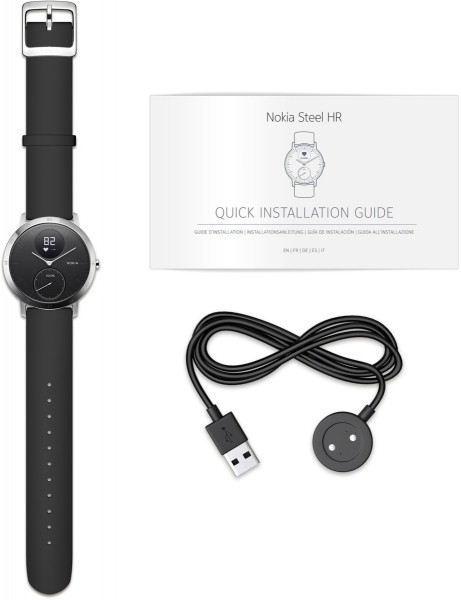Withings STEEL HR 40mm schwarz Heeren Sportuhr Schlafanalyse App wasserdicht