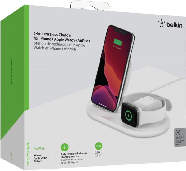 Belkin 3-in-1 Wireless Ladestation f. Apple Watch & iPhone wht