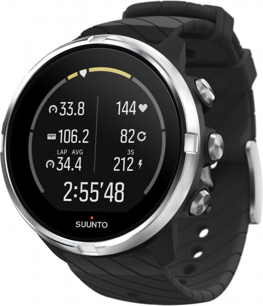 Suunto 9 schwarz GPS-Sportuhr Unisex Bluetooth Smartwatch mit Silikonarmband