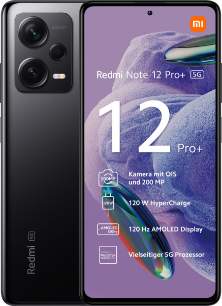 Xiaomi Redmi Note 12 Pro+ 5G 256GB Schwarz Android Smartphone 6,67" OLED 200MP