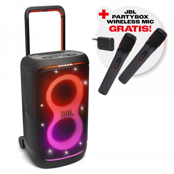 JBL PartyBox Stage 520 Wireless Mic Bundle Schwarz 400W XLR USB-C Bluetooth