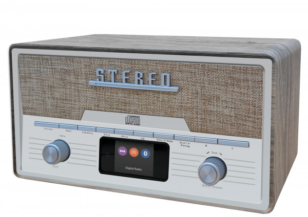 Denver Retro DAB+/FM Radio mit CD/BT/USB MDA-525LW Hellbraun/Silber LCD-TFT 230V
