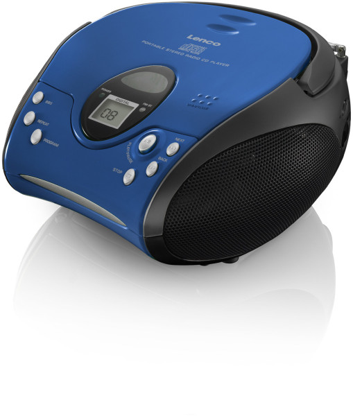 LENCO SCD-24 Stereo UKW-Radio mit CD-Player Blau Schwarz 3,5mm Klinke AC/DC