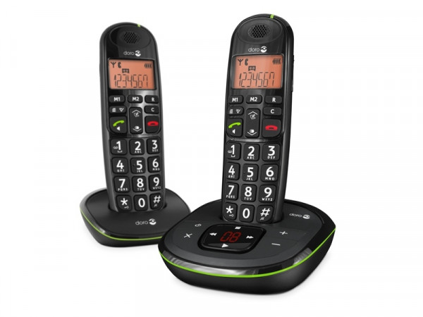 Doro PhoneEasy 105wr Duo Schwarz DECT Schnurlostelefon LCD Hörgerätekompatibel