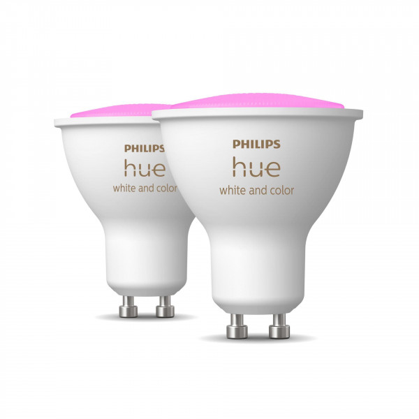 Philips Hue White&Color GU10 Leuchtmittel Doppelpack weiß Smart Home ZigBee LED