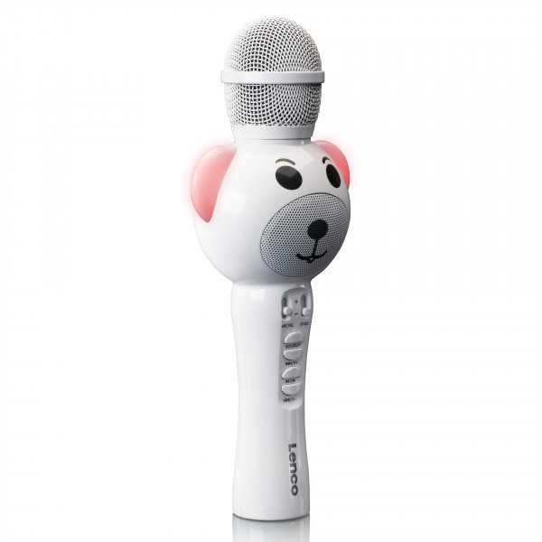 LENCO Karaoke Mikrofon mit Bluetooth USB SD AUX out Echo Beleuchtung für Kinder