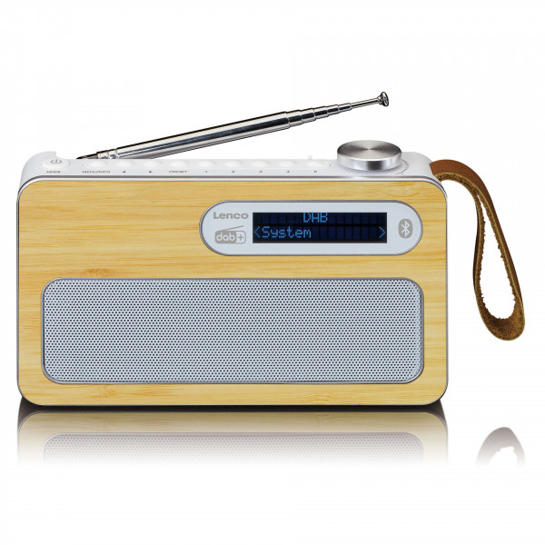 LENCO tragbares DAB+/ FM Radio weiß aus echtem Bambus mit Bluetooth 5.0 USB