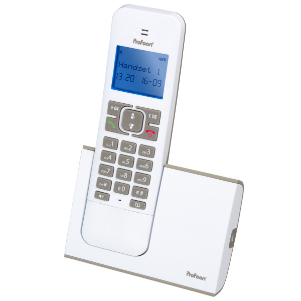 Profoon PDX-8400TE DECT Telefon Weiß schnurlos Netzteil Hörgerätekompatibel Akku
