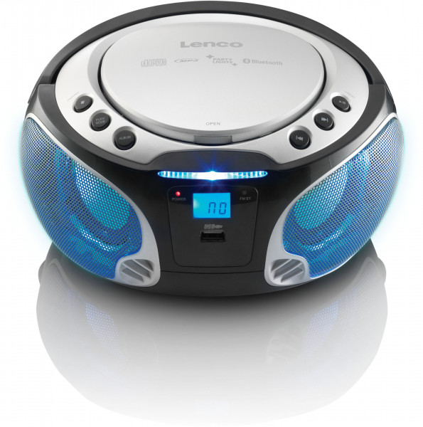 Lenco SCD-550SI CD-Radio silber MP3 USB Bluetooth AUX LED-Lichteffekte tragbar