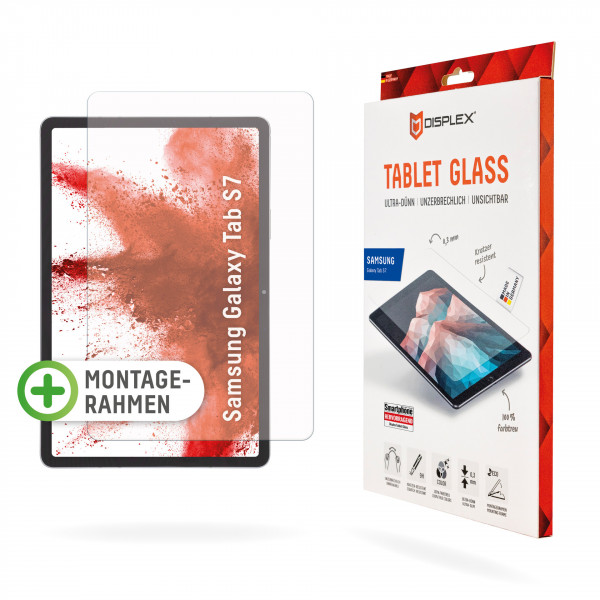 DISPLEX Tablet Glass für Samsung Galaxy Tab S7/S8, Montagerahmen unzerbrechlich