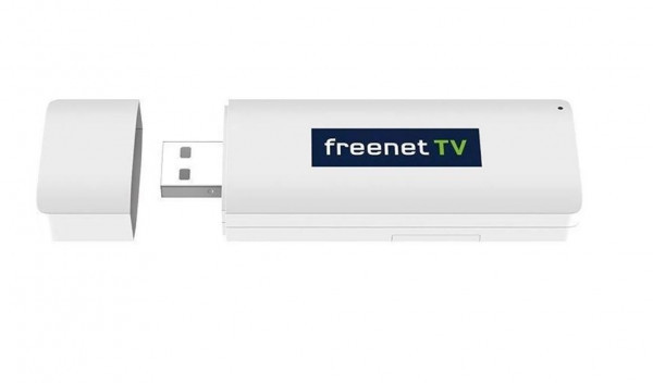 freenet USB TV-Stick Weiß Mobiler TV-Receiver DVB-T2 Full-HD Empfang Laptop PC