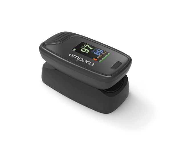 emporia Fingermessgerät schwarz Pulsmessung Sauerstoffsättigung OLED Display