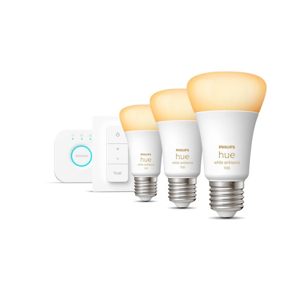 Philips Hue Weiß Ambiente E27 LED Leuchtmittel Starter Set Dreierpack 800lm 75W