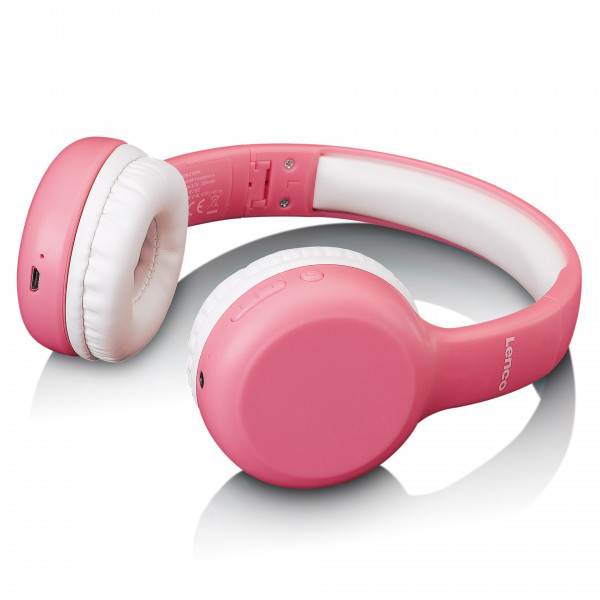 LENCO HPB-110PK Kinder Bluetooth Kopfhörer Freisprechfunktion mit Stickern pink