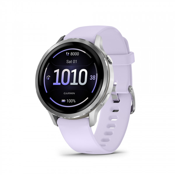 Venu 4 41 mm 8 GB grau/silber WLAN ANT+ B Silikon-Armband 18 mm Lavendelblau