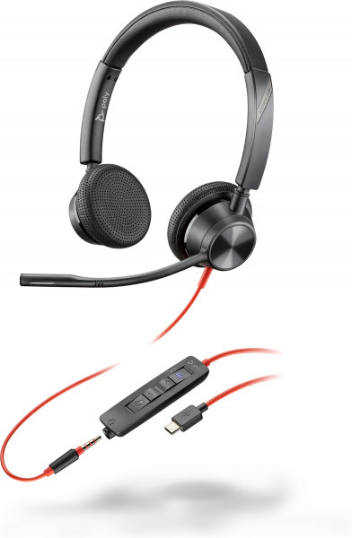 Poly Headset Blackwire C3325 Kopfhörer schwarz kabelgebunden On-Ear USB Typ-C