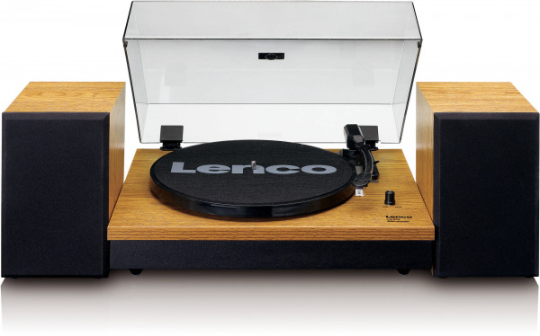Lenco LS-300WD Plattenspieler aus Holz mit externen Lautsprechern Schallplatte